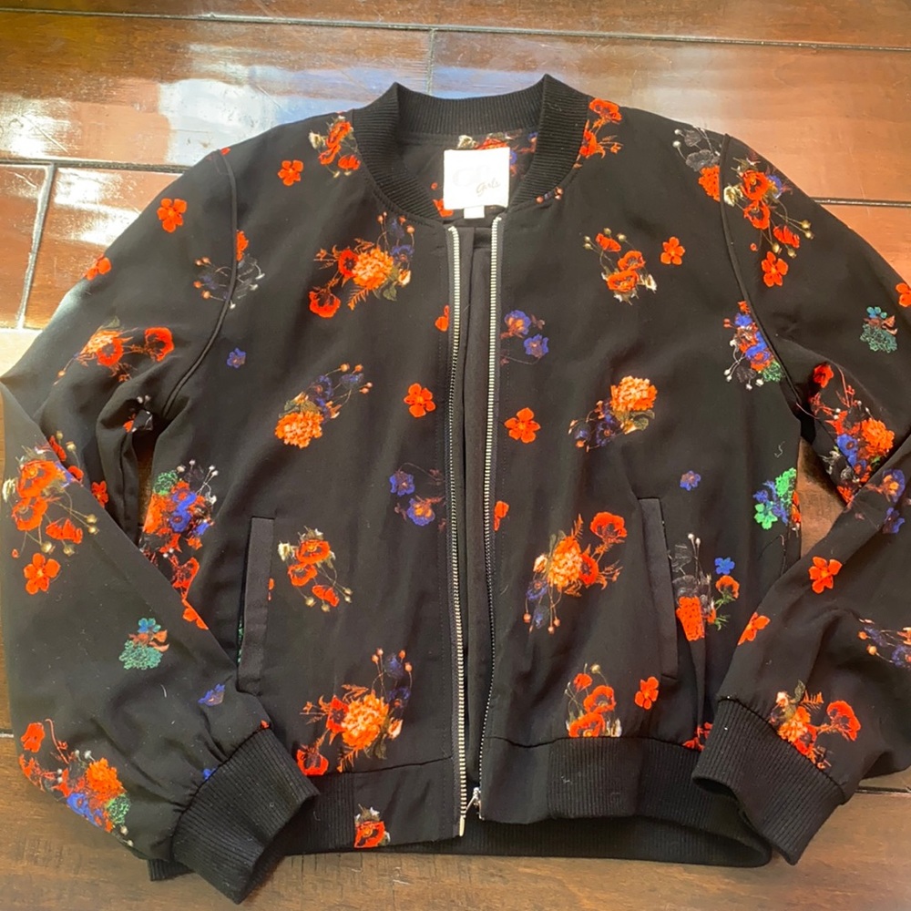 GB Girls black flower printed jacket-size L